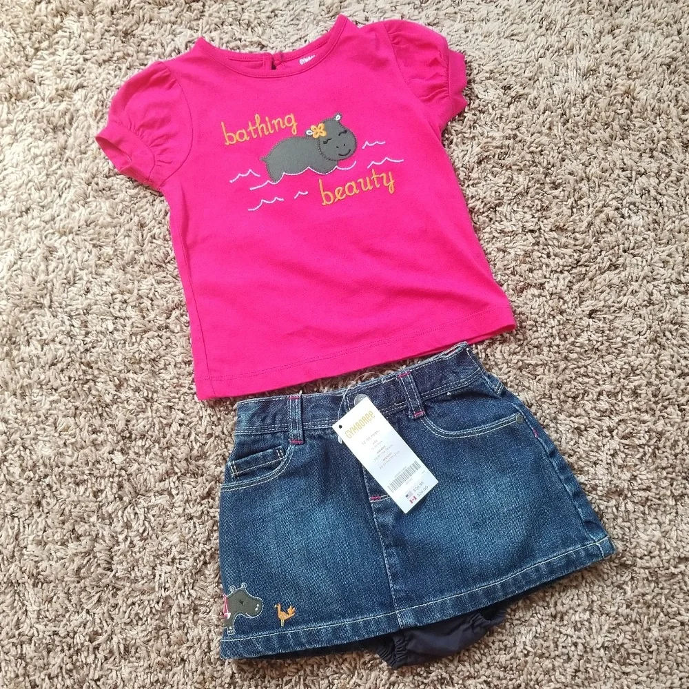 Gymboree Bathing Beauty Hippo 3 Piece Outfit